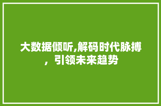 大数据倾听,解码时代脉搏，引领未来趋势 友链在线