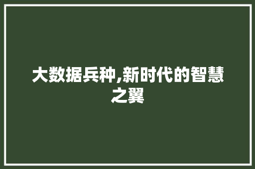 大数据兵种,新时代的智慧之翼 友链在线