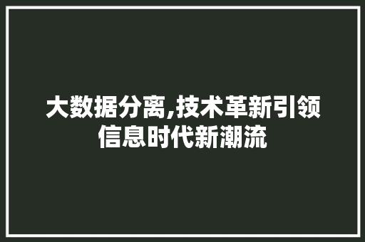 大数据分离,技术革新引领信息时代新潮流 友链在线