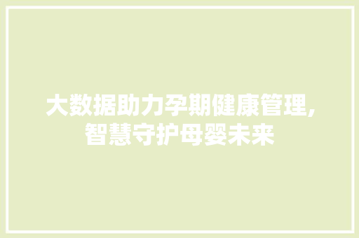 大数据助力孕期健康管理,智慧守护母婴未来