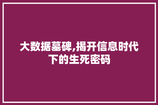 大数据墓碑,揭开信息时代下的生死密码 WordPress教程