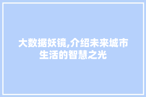 大数据妖镜,介绍未来城市生活的智慧之光 建站教程