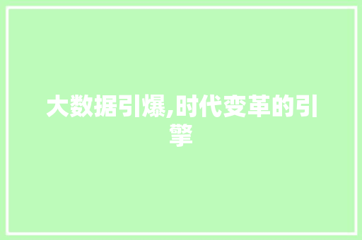 大数据引爆,时代变革的引擎 WordPress教程