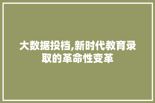 大数据投档,新时代教育录取的革命性变革 WordPress教程