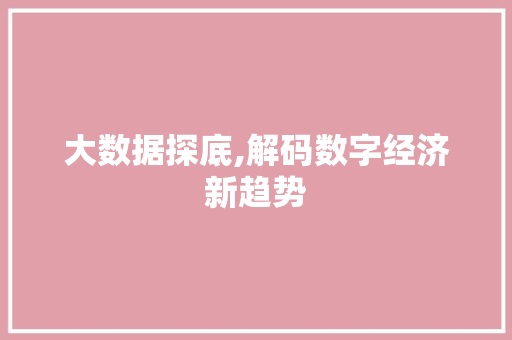 大数据探底,解码数字经济新趋势 友链在线