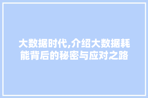 大数据时代,介绍大数据耗能背后的秘密与应对之路
