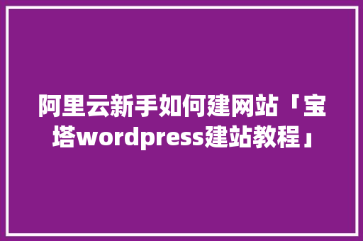 阿里云新手如何建网站「宝塔wordpress建站教程」