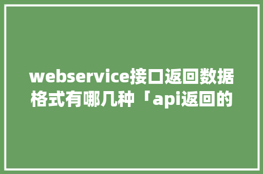 webservice接口返回数据格式有哪几种「api返回的json」