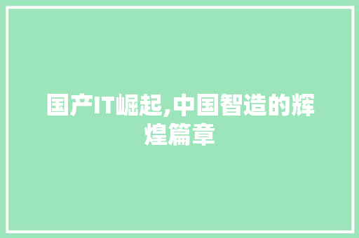 国产IT崛起,中国智造的辉煌篇章