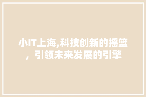 小IT上海,科技创新的摇篮，引领未来发展的引擎