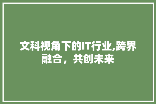 文科视角下的IT行业,跨界融合，共创未来