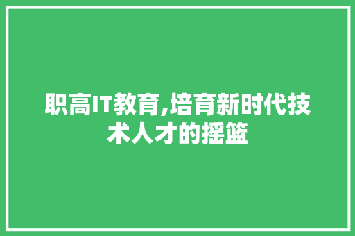 职高IT教育,培育新时代技术人才的摇篮
