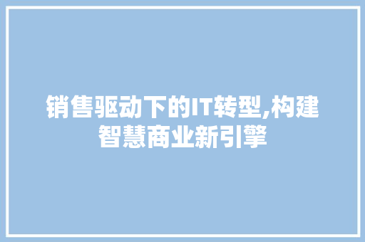 销售驱动下的IT转型,构建智慧商业新引擎 SEO教程