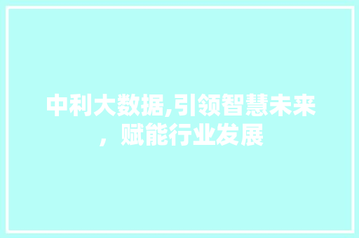 中利大数据,引领智慧未来，赋能行业发展