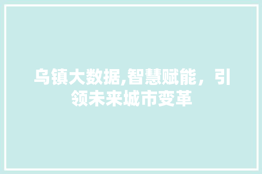 乌镇大数据,智慧赋能，引领未来城市变革
