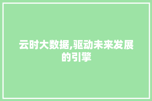 云时大数据,驱动未来发展的引擎