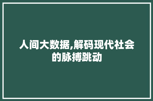 人间大数据,解码现代社会的脉搏跳动