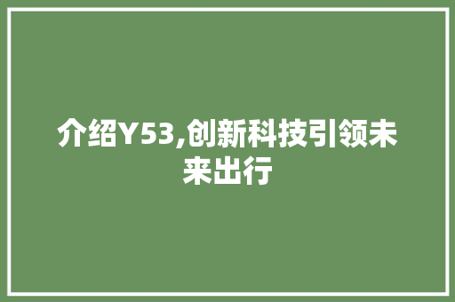 介绍Y53,创新科技引领未来出行
