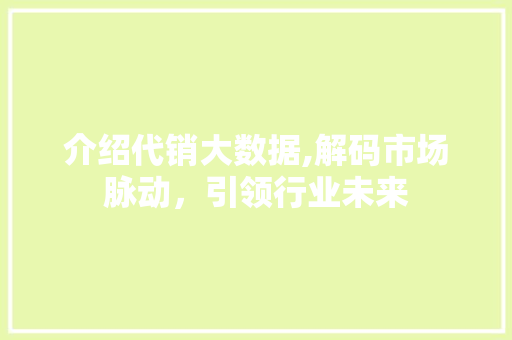介绍代销大数据,解码市场脉动，引领行业未来