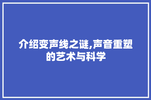 介绍变声线之谜,声音重塑的艺术与科学