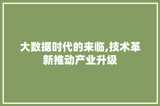 大数据时代的来临,技术革新推动产业升级