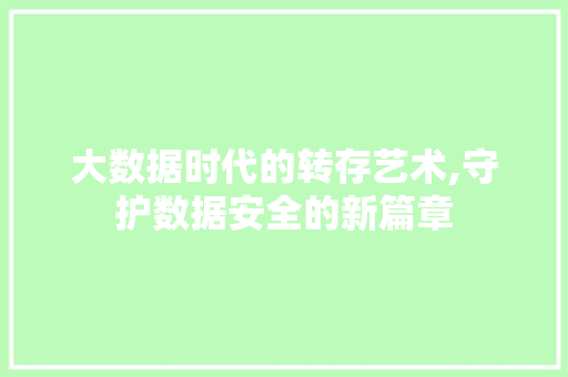 大数据时代的转存艺术,守护数据安全的新篇章