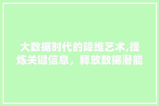 大数据时代的降维艺术,提炼关键信息，释放数据潜能 建站教程