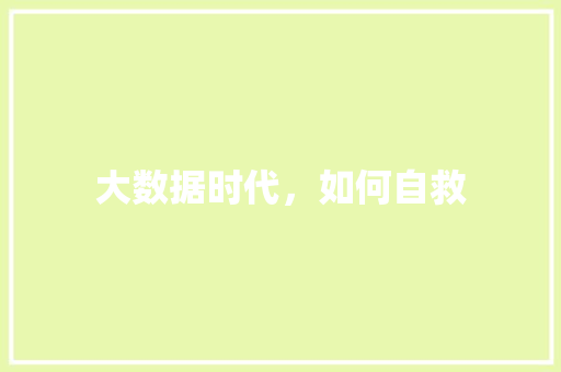 大数据时代，如何自救