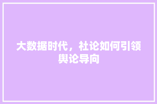 大数据时代，社论如何引领舆论导向