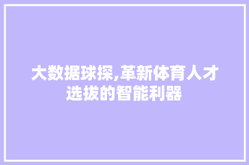 大数据球探,革新体育人才选拔的智能利器 友链在线