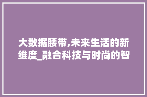 大数据腰带,未来生活的新维度_融合科技与时尚的智能革命 服务器/数据库