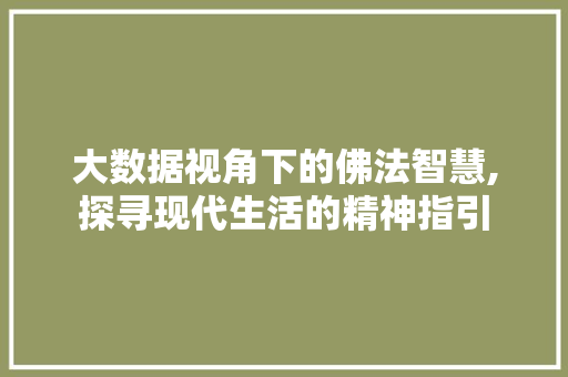 大数据视角下的佛法智慧,探寻现代生活的精神指引