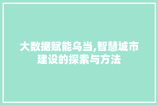 大数据赋能乌当,智慧城市建设的探索与方法
