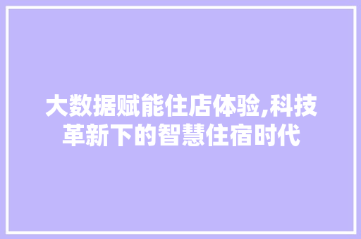大数据赋能住店体验,科技革新下的智慧住宿时代