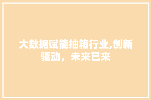 大数据赋能抽箱行业,创新驱动，未来已来