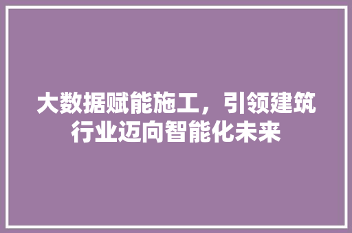 大数据赋能施工，引领建筑行业迈向智能化未来
