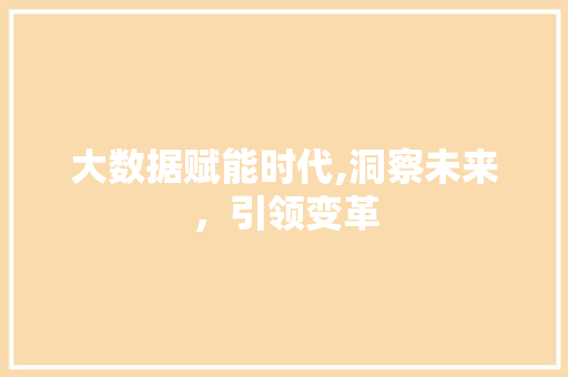 大数据赋能时代,洞察未来，引领变革 建站教程