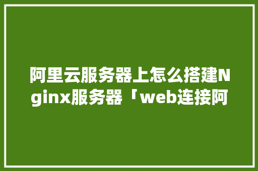 阿里云服务器上怎么搭建Nginx服务器「web连接阿里云数据库怎么连接」 WordPress教程