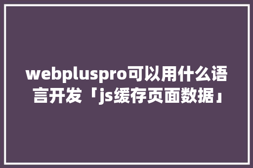 webpluspro可以用什么语言开发「js缓存页面数据」 Web前端