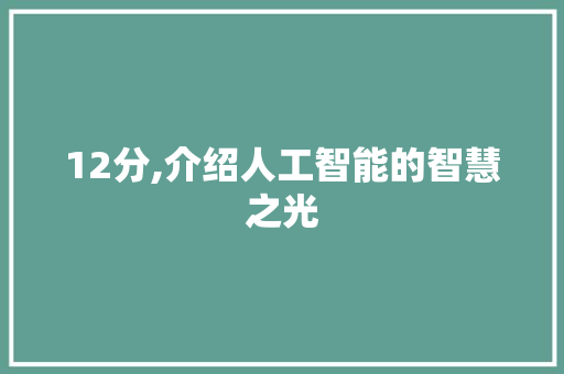 12分,介绍人工智能的智慧之光