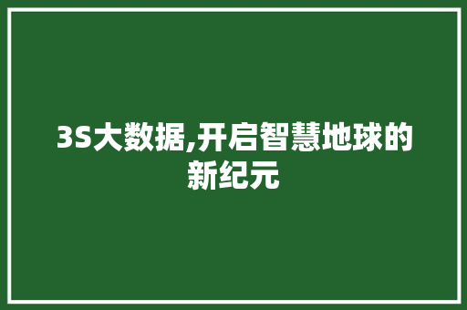 3S大数据,开启智慧地球的新纪元 SEO教程
