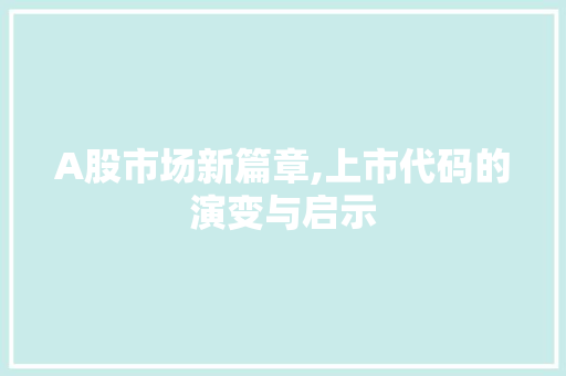 A股市场新篇章,上市代码的演变与启示 SEO教程
