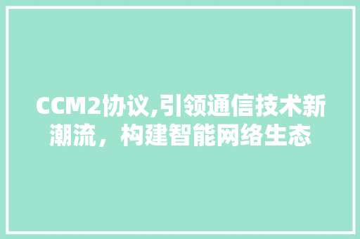 CCM2协议,引领通信技术新潮流，构建智能网络生态 Web前端