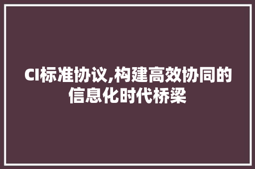 CI标准协议,构建高效协同的信息化时代桥梁