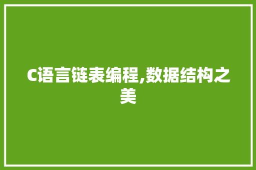 C语言链表编程,数据结构之美