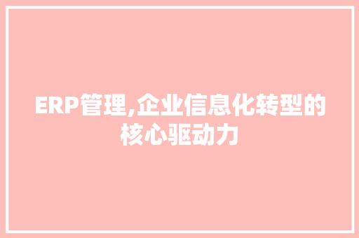 ERP管理,企业信息化转型的核心驱动力