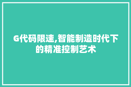 G代码限速,智能制造时代下的精准控制艺术