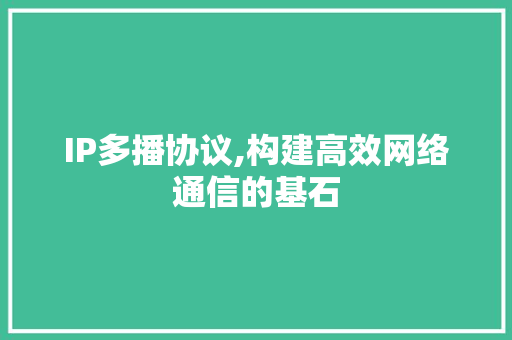 IP多播协议,构建高效网络通信的基石 Web前端