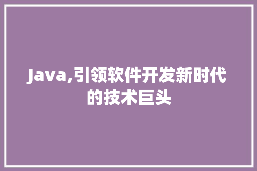 Java,引领软件开发新时代的技术巨头 WordPress教程