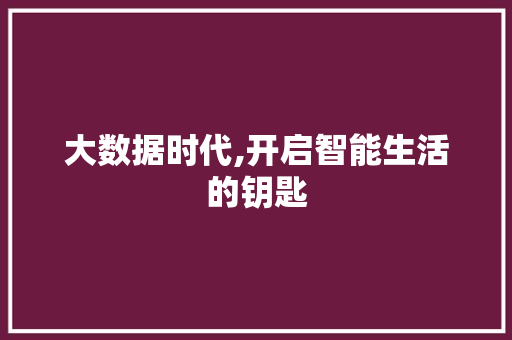 大数据时代,开启智能生活的钥匙